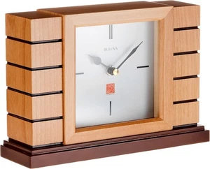 Bulova B1659 Usonian II Frank Lloyd Natural Finish With Walnut Stain Base - Picture 1 of 4
