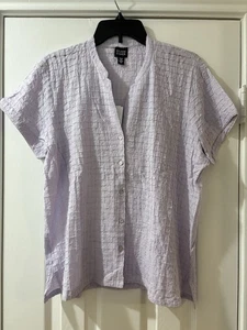 Eileen Fisher womens Button Up Blouse size Medium Wisteria Lightweight $148 - Picture 1 of 6