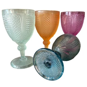 Set of Four Vista Alegre Bicos Crystal Goblets, Portuguese Hand-Pressed Glass - Picture 1 of 4