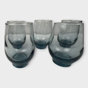 Bicchieri da succo vintage Libbey | Set di 6 | Bicchieri piccoli blu grigio | Retro Bar - Foto 1 di 9