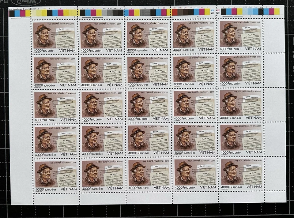 Vietnam 2025 Nguyen Van Ty Composer Music Stamp Mint MNH Musician Full Sheet Foto 1 de 1