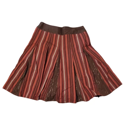 Apt. 9 Brown, Red, Grey, Orange, Gold Striped A-Line Skirt Cotton Size 10/Medium - Image 1 of 4