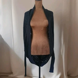 LAMB Gwen Stefani schwarze Strickjacke Pullover Kreis Gr. XS offen Strick Seide Kaschmir - Bild 1 von 8