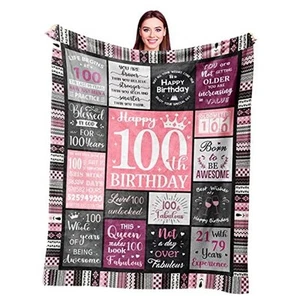 Gifts for Women Blanket 60”x50” Party Supplies 60"x50" 100th Birthday - Picture 1 of 8