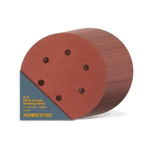 120 Grit, 100 PK, 6 Inch Sanding Discs – Hook and Loop, 6-Hole Aluminum Oxide... - Picture 1 of 7