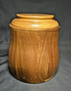 Wooden Tobacco Jar w/Lid & Humidifier Vintage - Picture 1 of 14