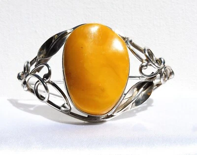 手工制作 925 纯银奶油糖果琥珀手链 1.2 盎司 — 第 1/4 张图片