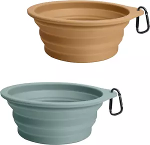 2-Pack Silicone Collapsible Dog Bowls, BPA Free Dishwasher Safe, Portable Foldab - Picture 1 of 12