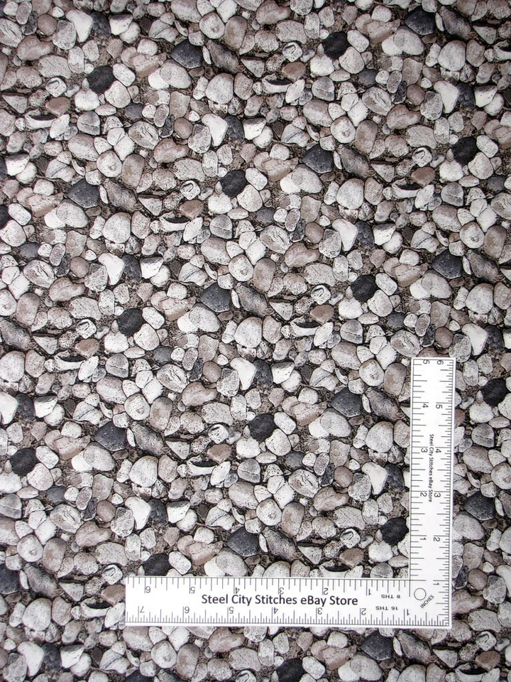 Rock Pepple Garden Stone Gray Dan Morris Cotton Fabric Danscapes RJR By The Yard - Image 1 of 1