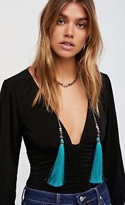 New Free People Nakamol Shimmer Stone Tassel Wrap Necklace MSRP: $48
