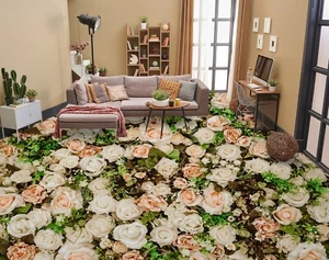 3D White Rose K2740 Floor WallPaper Murals Wallpaper Mural Print Luna 2024 - Picture 1 of 11