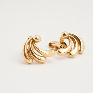 Earrings in 14K Gold, 0.55 inches | Vintage Solid Gold | Minimalistic Gold Jewel - Picture 1 of 5