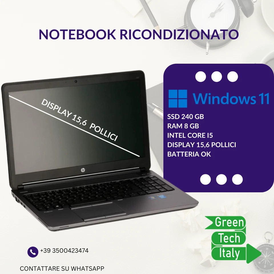 PC RICONDIZIONATO NOTEBOOK PORTATILE SCHERMO 15,6 250 GB SSD WINDOWS 11 8 GB RAM - Immagine 1 di 4