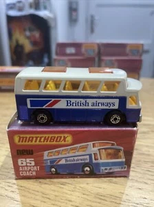 MATCHBOX SUPERFAST 65 AIRPORT COACH BRITISH AIRWAYS BA LESNEY 1976 ORIGINAL BOX - Picture 1 of 7