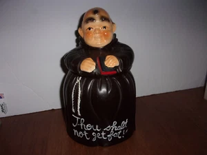 Vintage Ceramic Monk Friar Tuck Cookie Jar THOU SHALT NOT GET FAT! - Picture 1 of 5