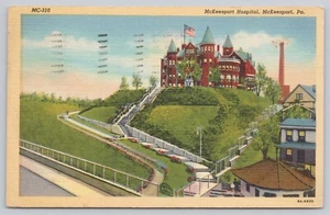 McKeesport Hospital Pennsylvania Birdseye View Vintage Linen Postcard - Picture 1 of 2