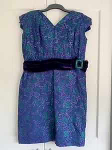 Vintage Original 1950s/60s Purple & Green Cocktail Dress With Sequins. Size 14 - Picture 1 of 9