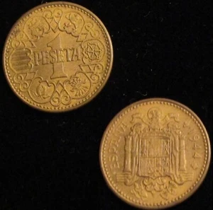 *GUTSE* FRANCO-3, 1 PESETA 1944, LIGERO TONO, SIN CIRCULAR. - Picture 1 of 1