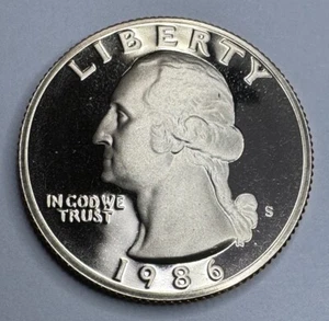 1986-S Washington Quarter 25cent **PROOF** Münze aus US Mint Proof Set - Bild 1 von 7
