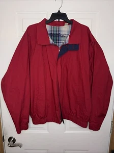 Vintage Eddie Bauer Bomberjacke Herren XL rot Flanell gefüttert kariert bestickt - Bild 1 von 15