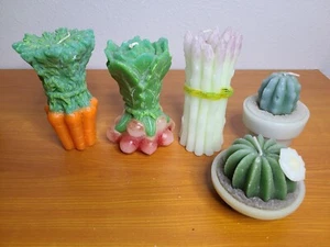Vintage Gemüsewachs Stumpen Deko Kerze Konvolut Gemüse + Kaktus - Bild 1 von 14