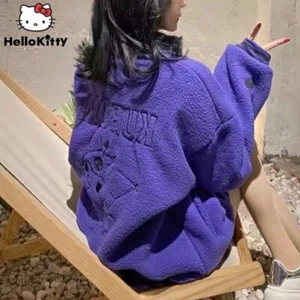 Abrigo Chaqueta Suelta Abrigo Suéter Bordado Púrpura Otoño Invierno Otoño - Imagen 1 de 13
