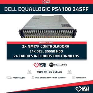 DELL EQUALLOGIC PS4100 24SFF 2XNMJ7P+24X300GB+24 CADDIES+2PSU - Imagen 1 de 11