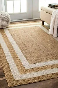 Rug Runner 100% natural jute braided handmade carpet rustic modern look area rug - Picture 1 of 6