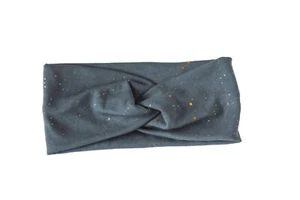 Dark Dusty Blue w/ Metallic Flake Stretch Knit Twist Headband | Sparkles Shiny - Picture 1 of 1