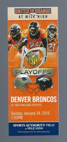 2015-16 NFL AFC CHAMPIONSHIP PLAYOFF PATRIOTS @ BRONCOS FOOTBALL SOUVENIR TICKET Cover