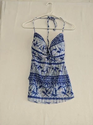 Top de bikini OP azul y blanco para niños talla XL (15-17)  Foto 1 de 4