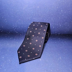 Cravatta collo Arnie vintage uomo blu 100% seta stampata classica regolabile - Foto 1 di 6