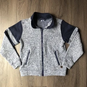 Janie And Jack Cardigan Sweater Boys Size 5/6 Navy White Zip Up EUC - Picture 1 of 7