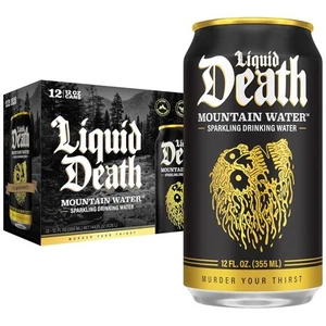 Liquid Death, Sparkling Mountain Water, 12-Pack (12oz Cans), Real Mountain... - Picture 1 of 25