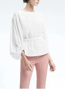 Top Banana Republic Cintura Ceñida Manga Bishop, Blanco TALLA S #876301 v1116/2 - Imagen 1 de 8