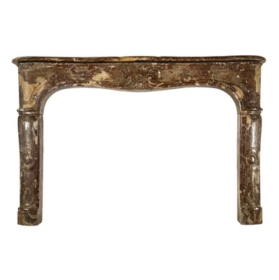 Louis XVI Style Rouge Royal Gray & White Marble Mantel - Image 1 of 4