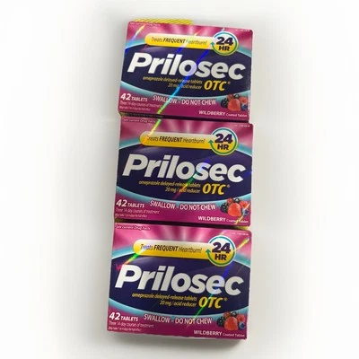 3~Cajas Prilosec OTC 20 mg 42 Comprimidos por Caja Sabor Wildberry caduca 06/2026+ Foto 1 de 2