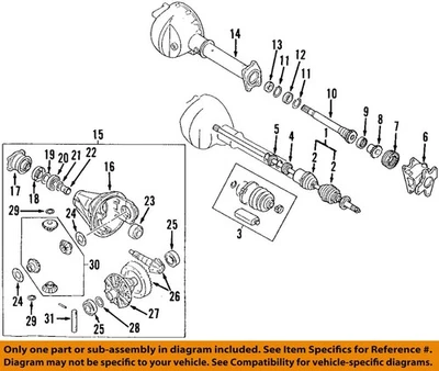 Conjunto de suporte diferencial usado serve: 2003 Isuzu AXIOM eixo dianteiro proporção 4,30 - Imagem 1 de 2