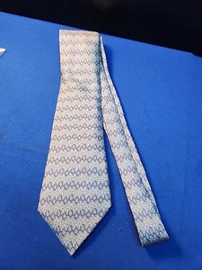 Corbata Hermes Paris Para Hombre Gris Azul Geométrica Cadena Correo Patrón 100% Seda 7958 EA - Imagen 1 de 6
