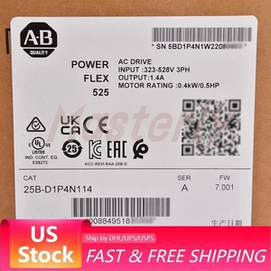 Nuovo AB 25B-D1P4N114 Allen-Bradley PowerFlex 525 0,4 kW 0,5 Hp unità AC senza tasse USA - Foto 1 di 4
