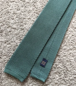 FLAWLESS BROOKS BROTHERS MENs 100% ITALY SILK TIE SQUARE TIP KNIT GREEN 57" - Picture 1 of 4