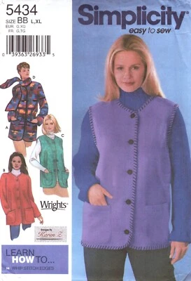 Simplicity 5434 ~ Misses' Jacket In Two Lengths, Vest and Scarf ~ Sizes  L-XL - Image 1 of 4