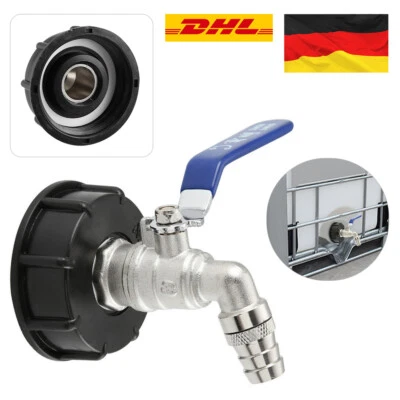 IBC Adapter 3/4"Mit Auslaufhahn Regenwasser Für 1000L Container Tank Fass S60X6 - Bild 1 von 4