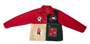 Y2K TAKE TWO CLOTHING CO. WOMEN'S HOLIDAY PATCHWORK WOOL JACKET SZ XL - Picture 1 of 5