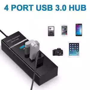 4 Port USB 3.0 Hub Splitter Multi Adapter 5Gbps High Speed For PC Desktop Laptop - Picture 1 of 17
