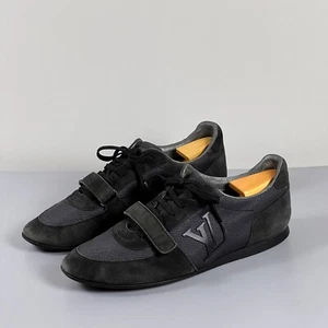 LOUIS VUITTON Mens Sneakers Shoes Size LV 9.5 US 10.5 Black Suede Mesh Trainers - Picture 1 of 17