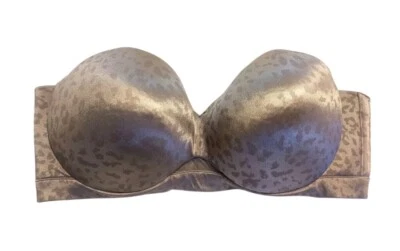 Sujetador sin tirantes Cacique Comfort Bliss 44DDD marrón estampado animal bronce con aros Foto 1 de 4