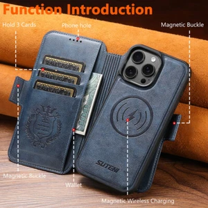 Cartera de cuero magnético con soporte abatible PU para Apple iPhone 16 15 Pro Max 14 13 - Imagen 1 de 24