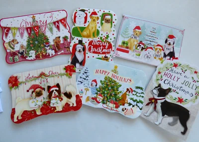 PUNCH STUDIO Christmas Note Cards x6 ~ Vinatge Black ~ All About the Dogs - Image 1 of 4