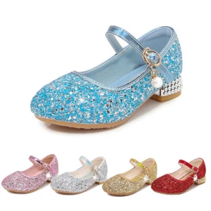 Big Girl Mary Jane Sparkly Sandal Party Dress Performs Sequin Princess Shoes - Picture 1 of 38